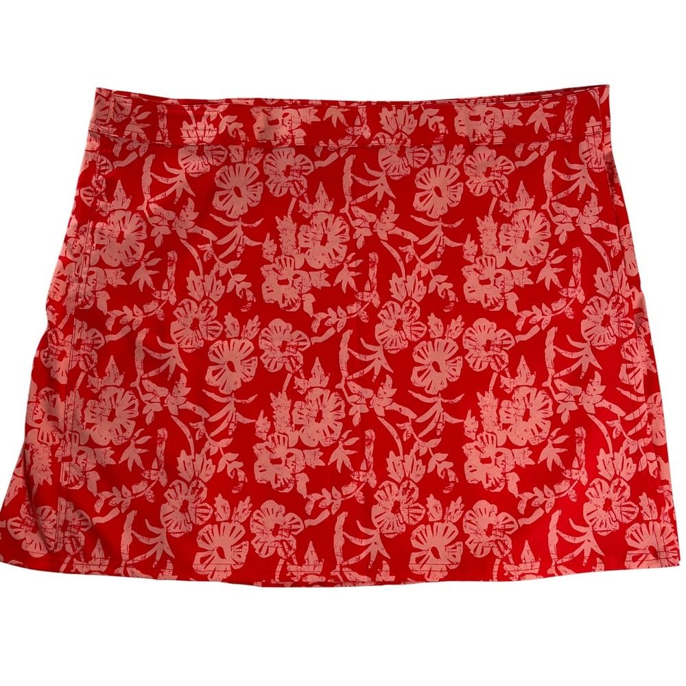 RIP SKIRT Hawaii Wrap Mini Skirt Red Pink Floral Adjustable Velcro XXL